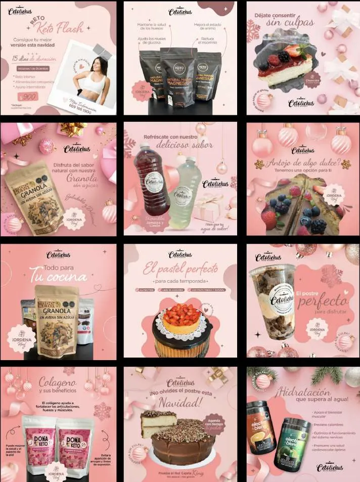 Línea visual de publicaciones para redes sociales: repostería saludable